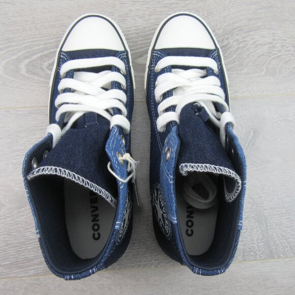 Converse CTAS HI Women's Size 9 Patchwork Denim Blue White Sneakers NEW - Picture 10 of 14